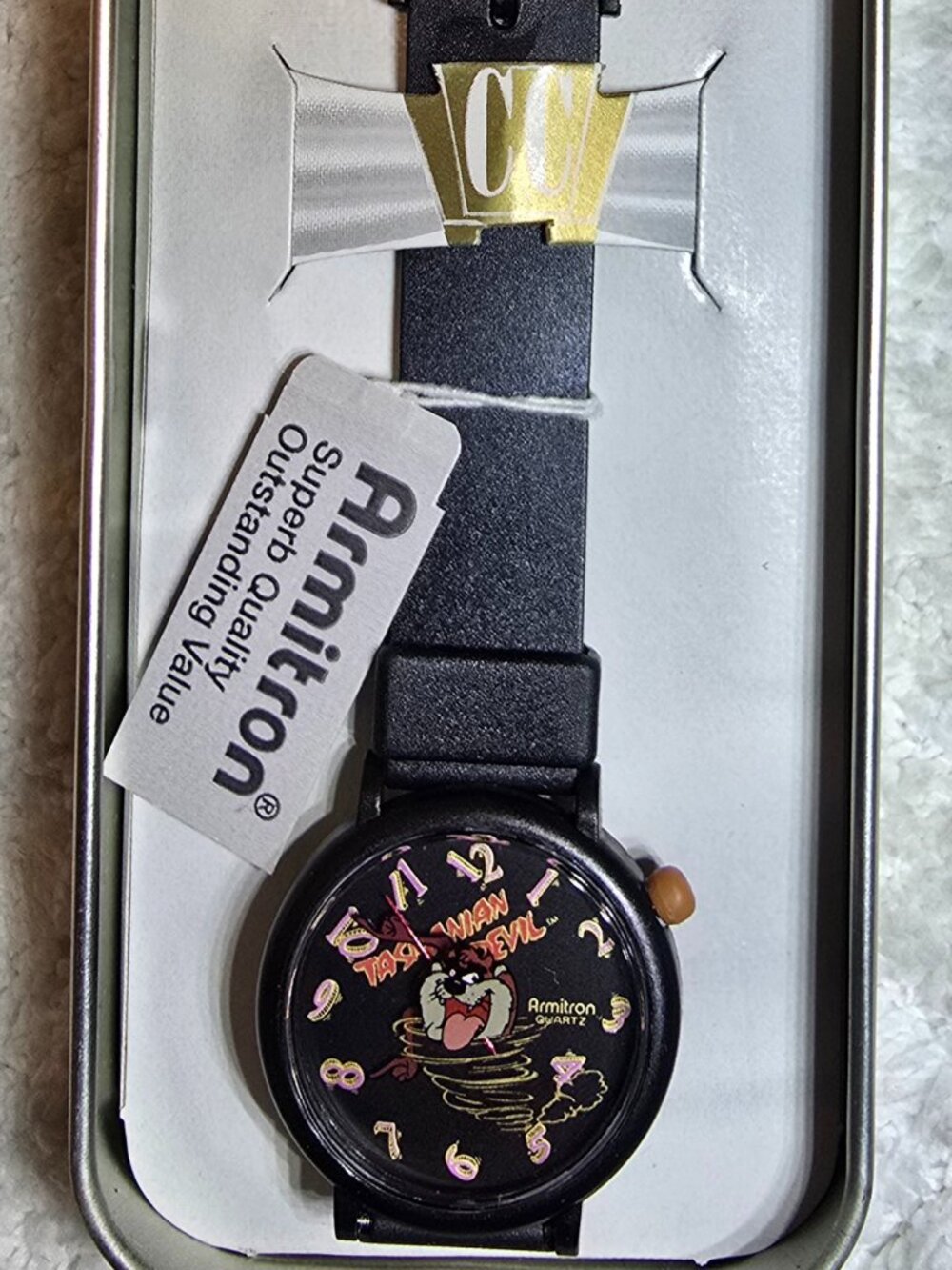 VTG Tasmanian Devil Armitron Looney Tunes Collectible Watch Black NIB